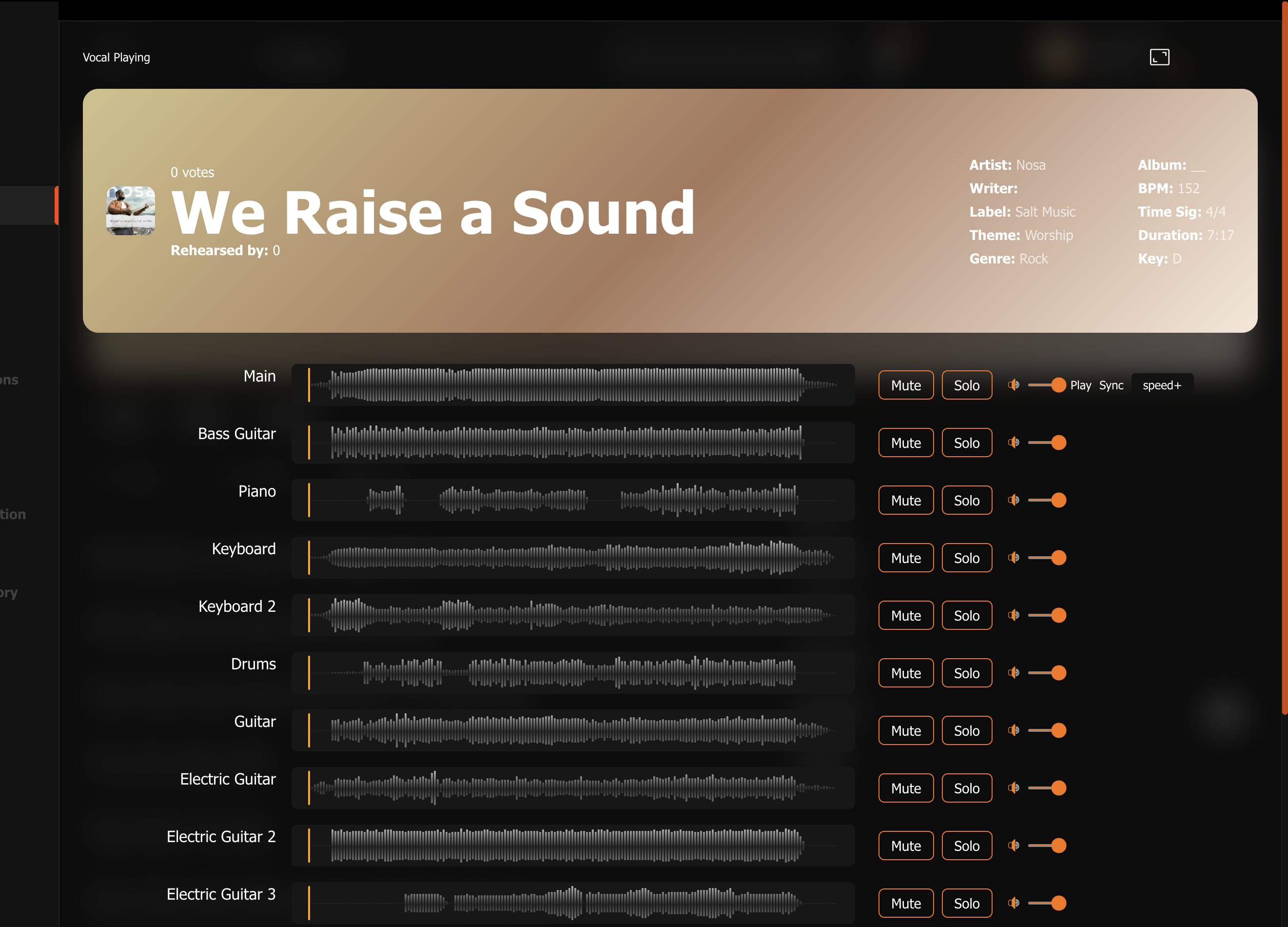 VocalCentric rehearsal player with isolated stems