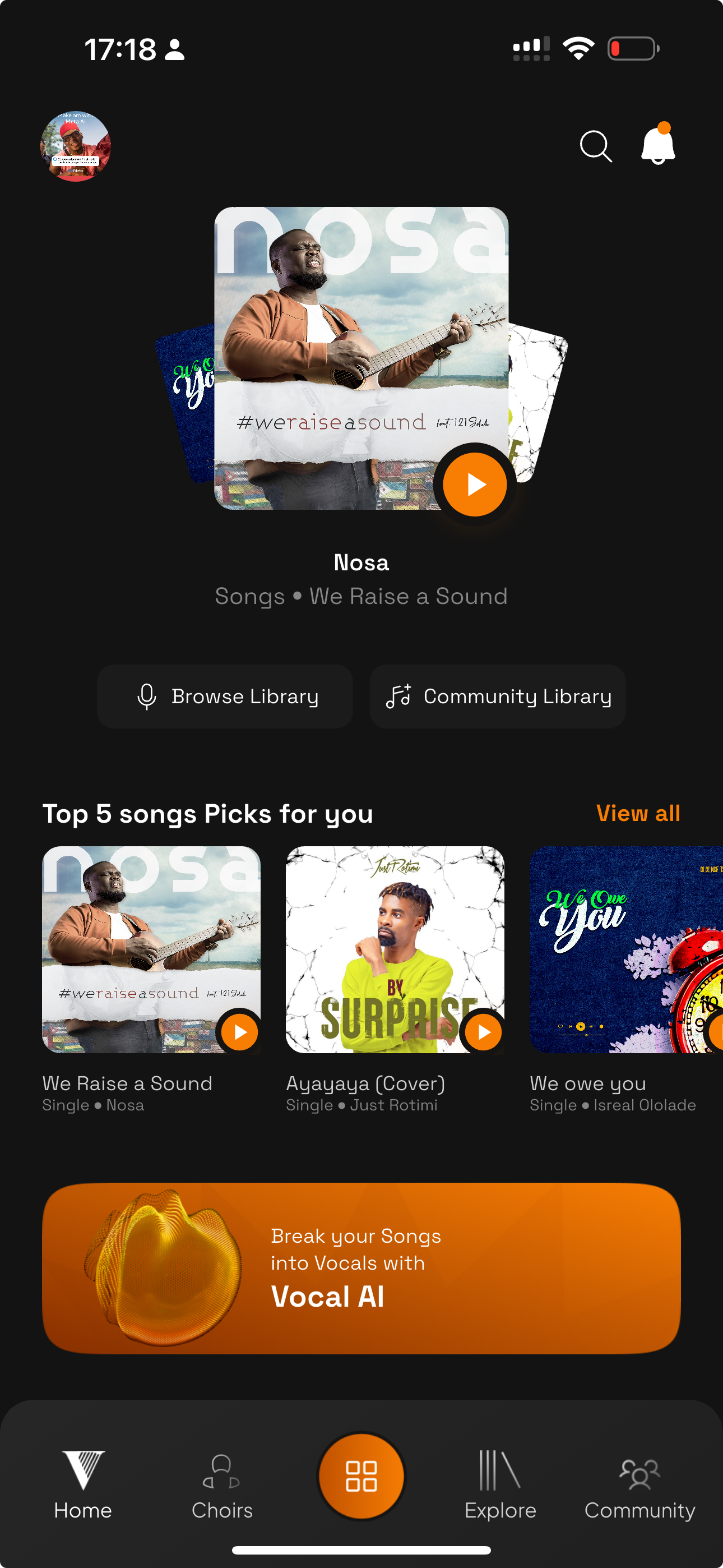 Setlists board showing multiple shared setlists and update timestamps (Mobile)