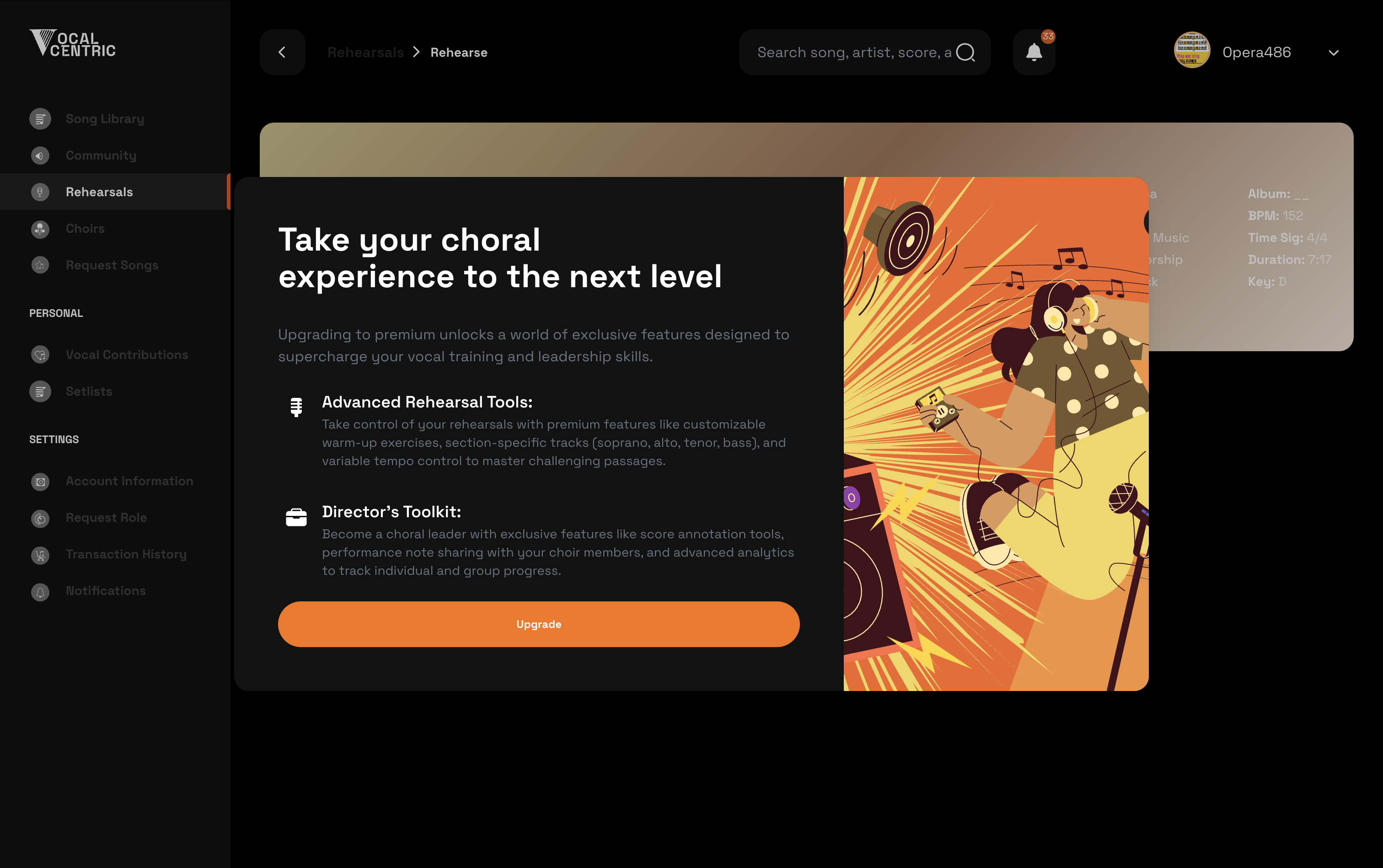 Premium workflow showing upgrade and stems access options